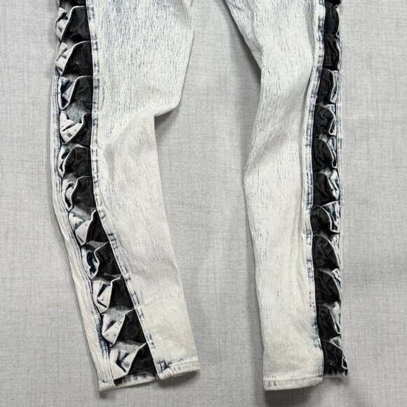 Vintage TRAFFIC Side Ribbon Ice Wash Slim Fit Jeans High Waist Size W26xL28.5 - Picture 9 of 16